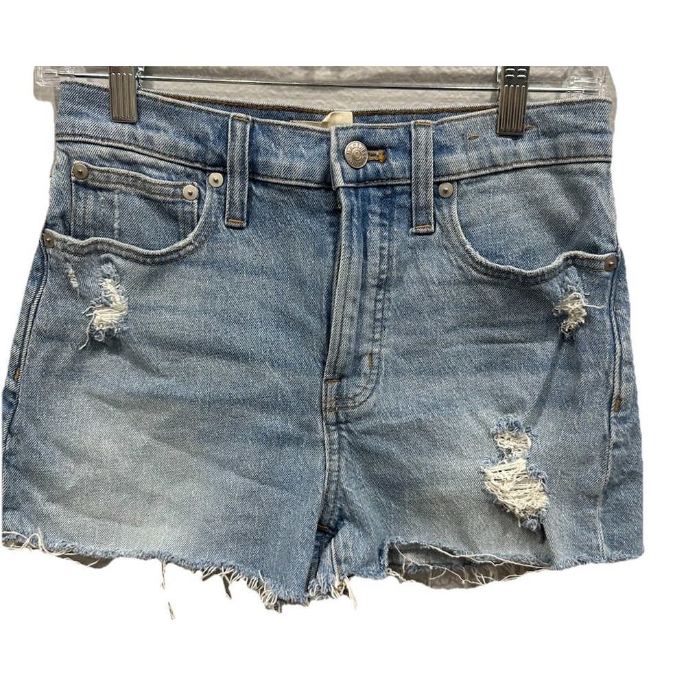 Madewell High-Rise Denim Shorts Women's 26 Distressed w/5 Pockets Button/ZipUp